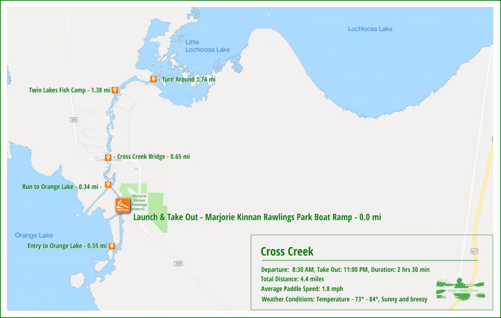 Cross Creek Paddle Map
