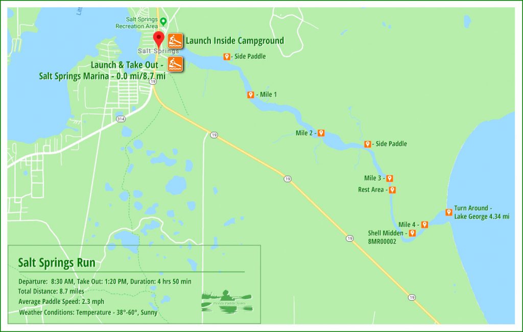 Salt Springs Run Paddle Map