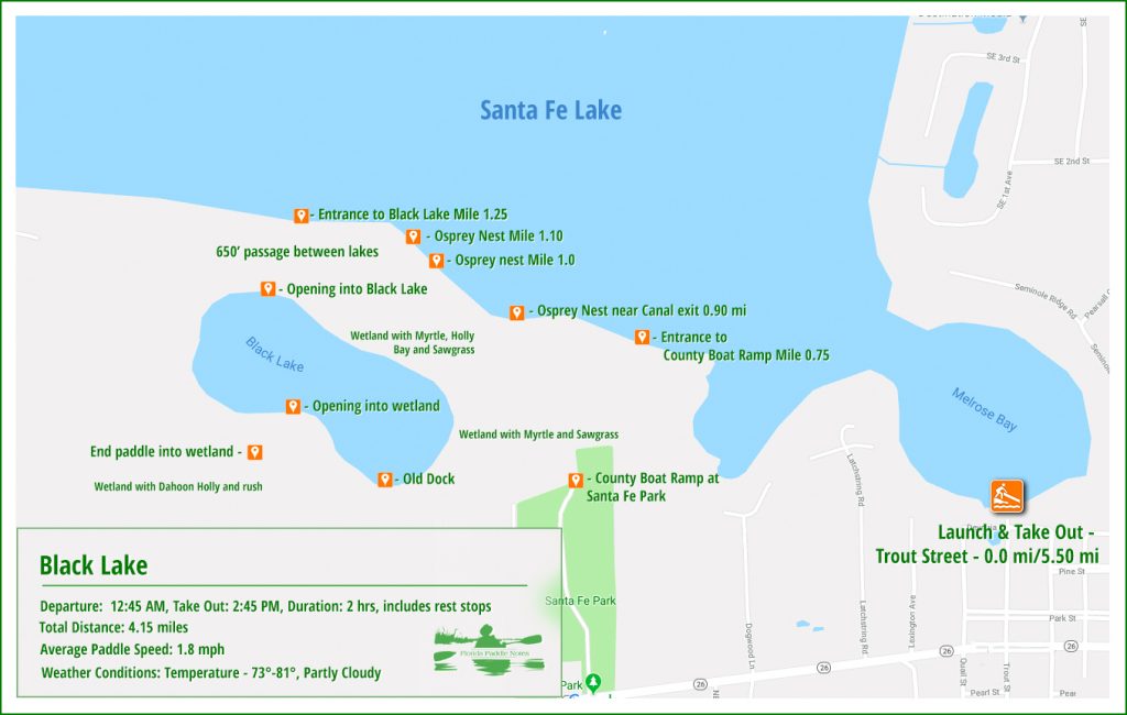 Santa Fe Lake - Black Lake Paddle Map