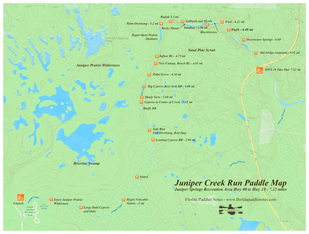 Juniper Creek Run Paddle Map