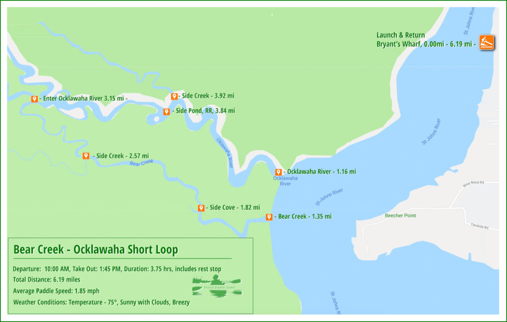 Bear Creek - Ocklawaha River Paddle Map