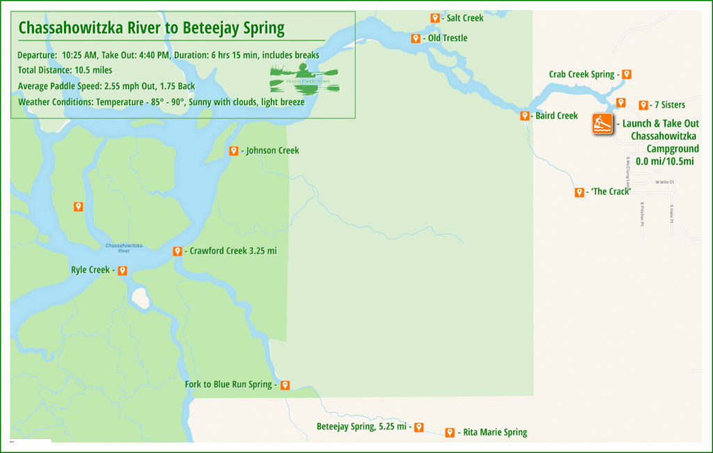 Crawford Creek - Beteejay Spring Paddle Map