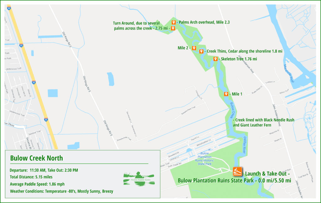 Bulow Creek Paddle Map